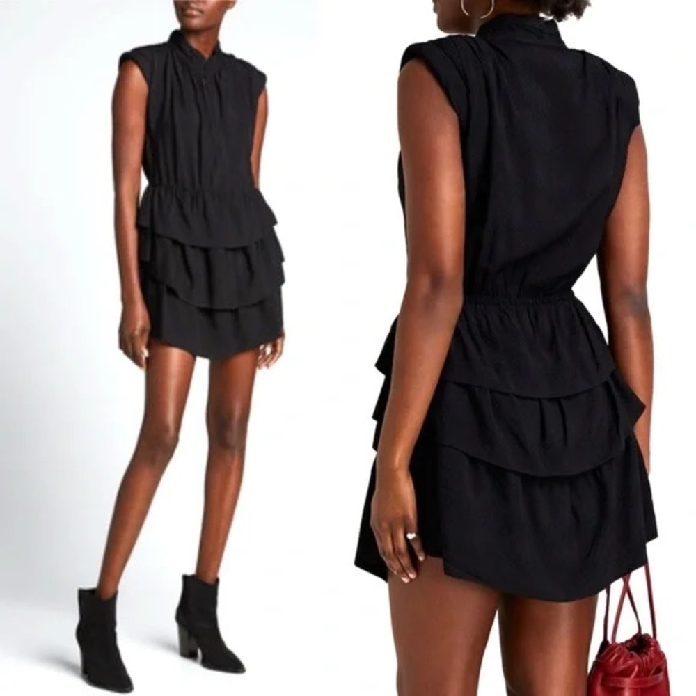 IRO Paris Black Calcie Layered Jacquard Mini Dress Size 34 (Size 2)